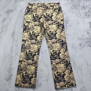 Soft Surroundings Pants Women S Black Gold Floral Moonstruck‎ Pull On Mini Boot